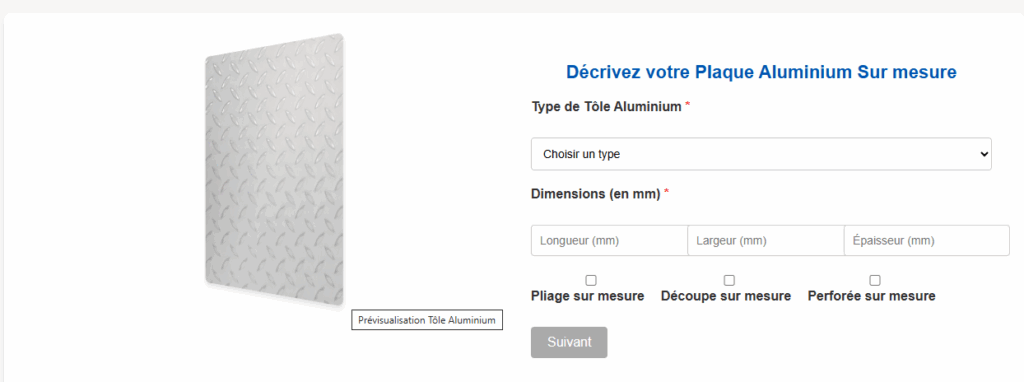 Tôle Aluminium Personnalisée - Matériel Professionnel 